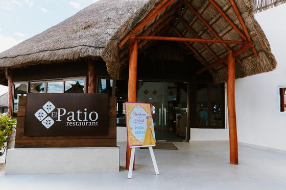 Entrance to the Patio restaurant set for the haldi
